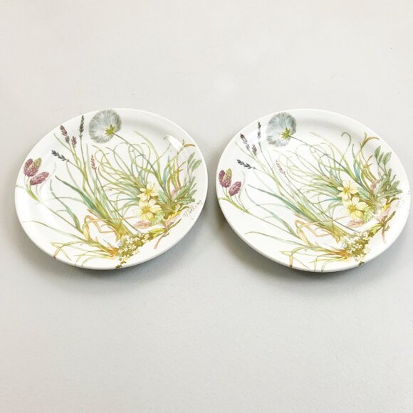 PILLIVUYT France Molling Porcelain Virginie Side Plates Set Of 2 7.75" Botanical - Picture 4 of 12